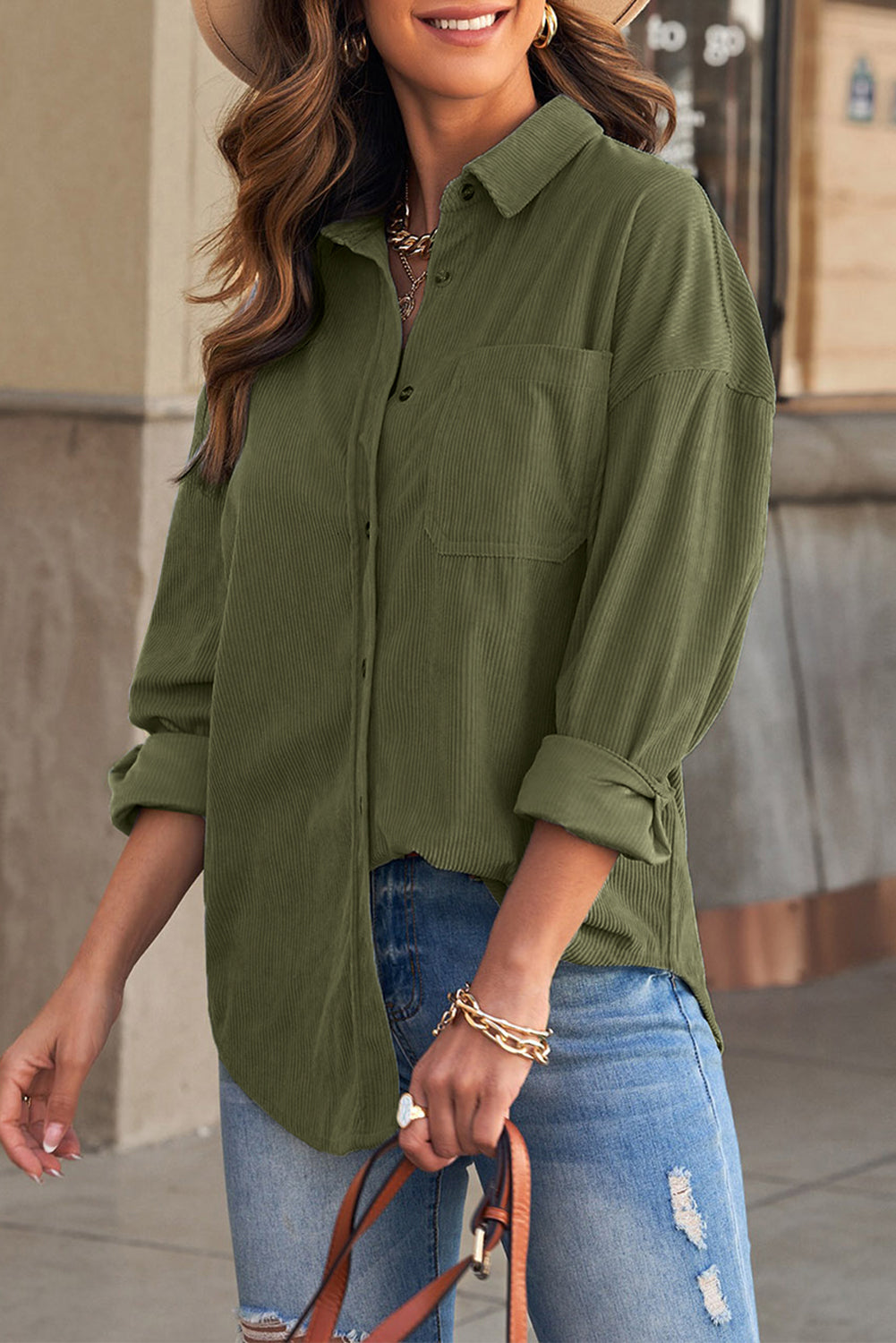 Corduroy Button Pocket Shirt