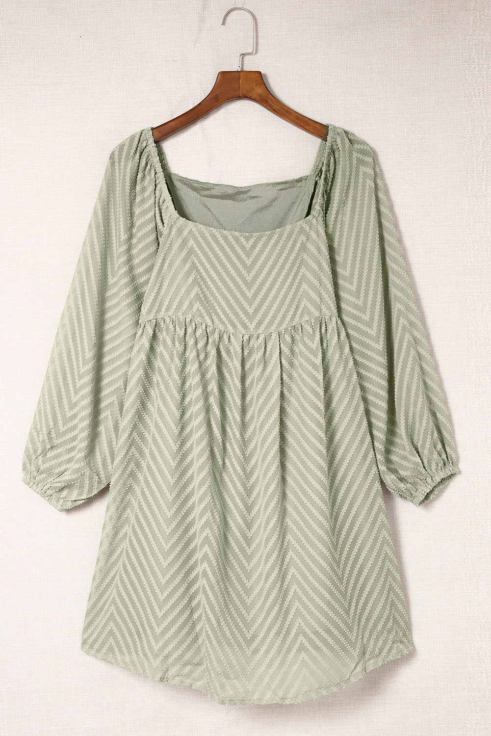 Classic Square Neck Puff Sleeve Babydoll Style Short Dress