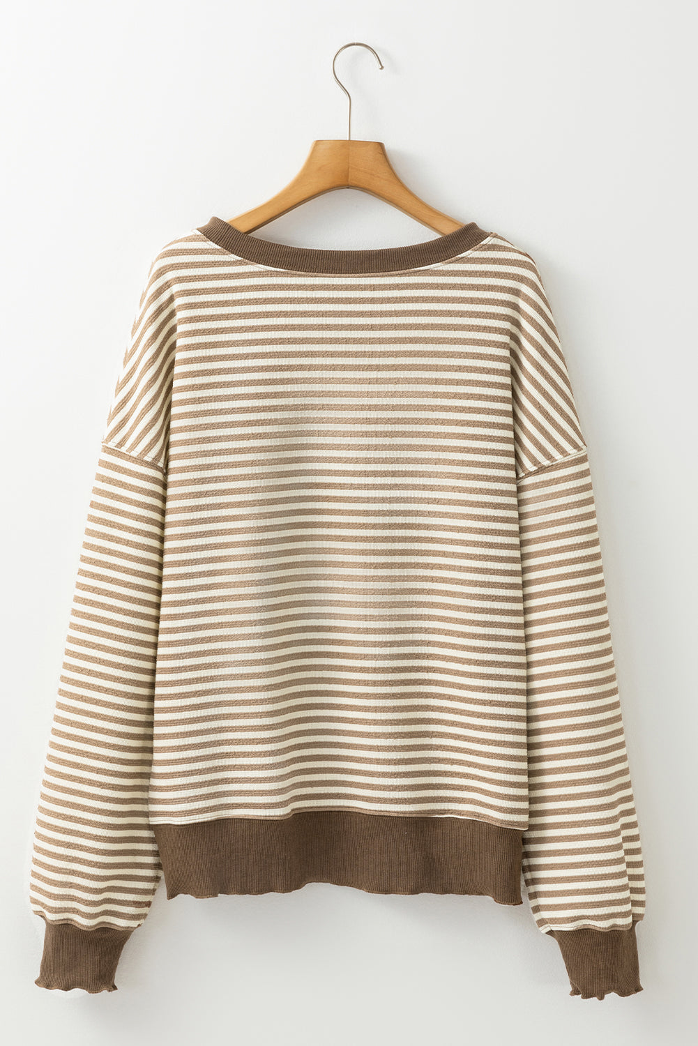 Pink Stripe Loose Drop Shoulder Long Sleeve Top
