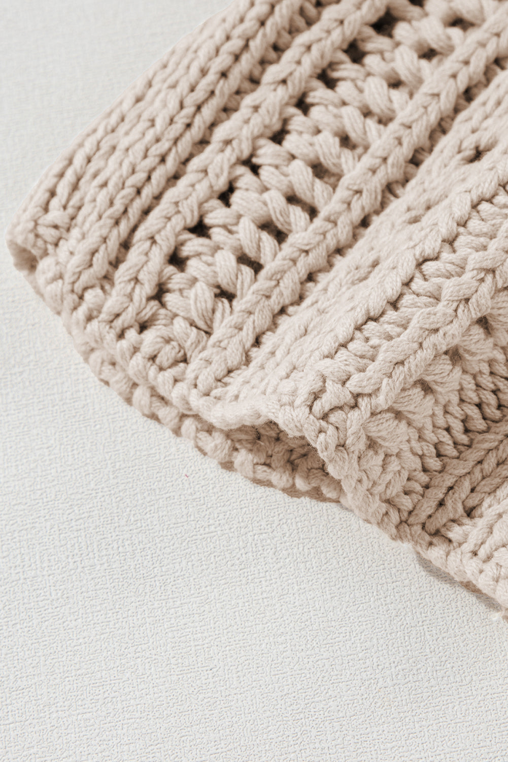 Blackish Green Hollow-out Cable Knit Cropped Sweater