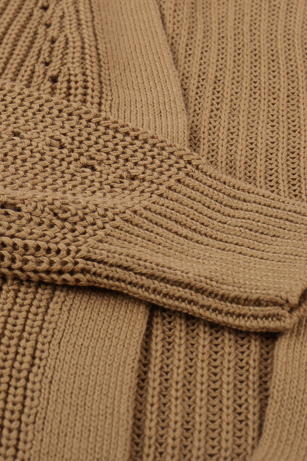 Apricot Drop Sleeve Cable Knit Cardigan with Slits