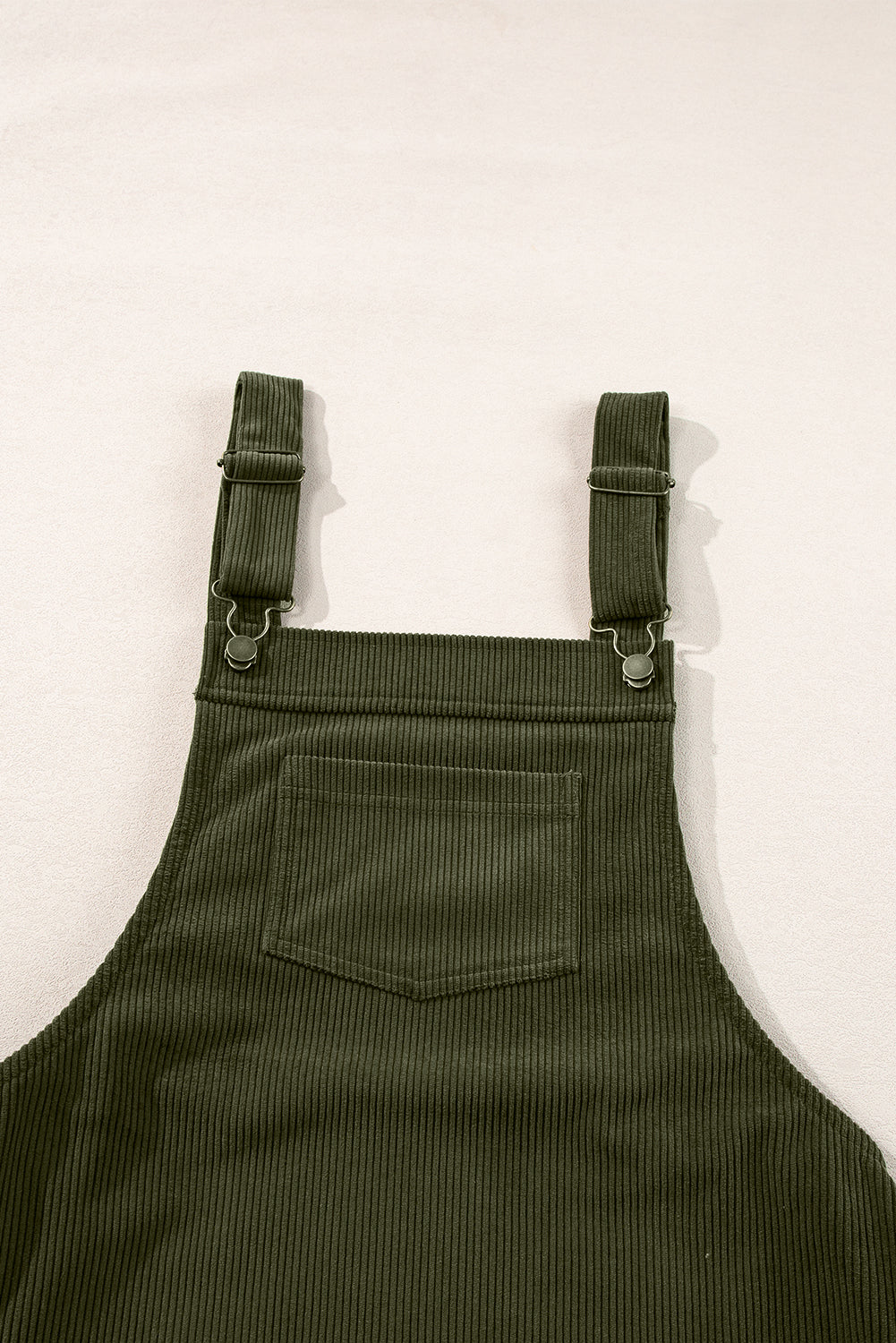 Black Solid Front Pockets Sleeveless Corduroy Overall Dress