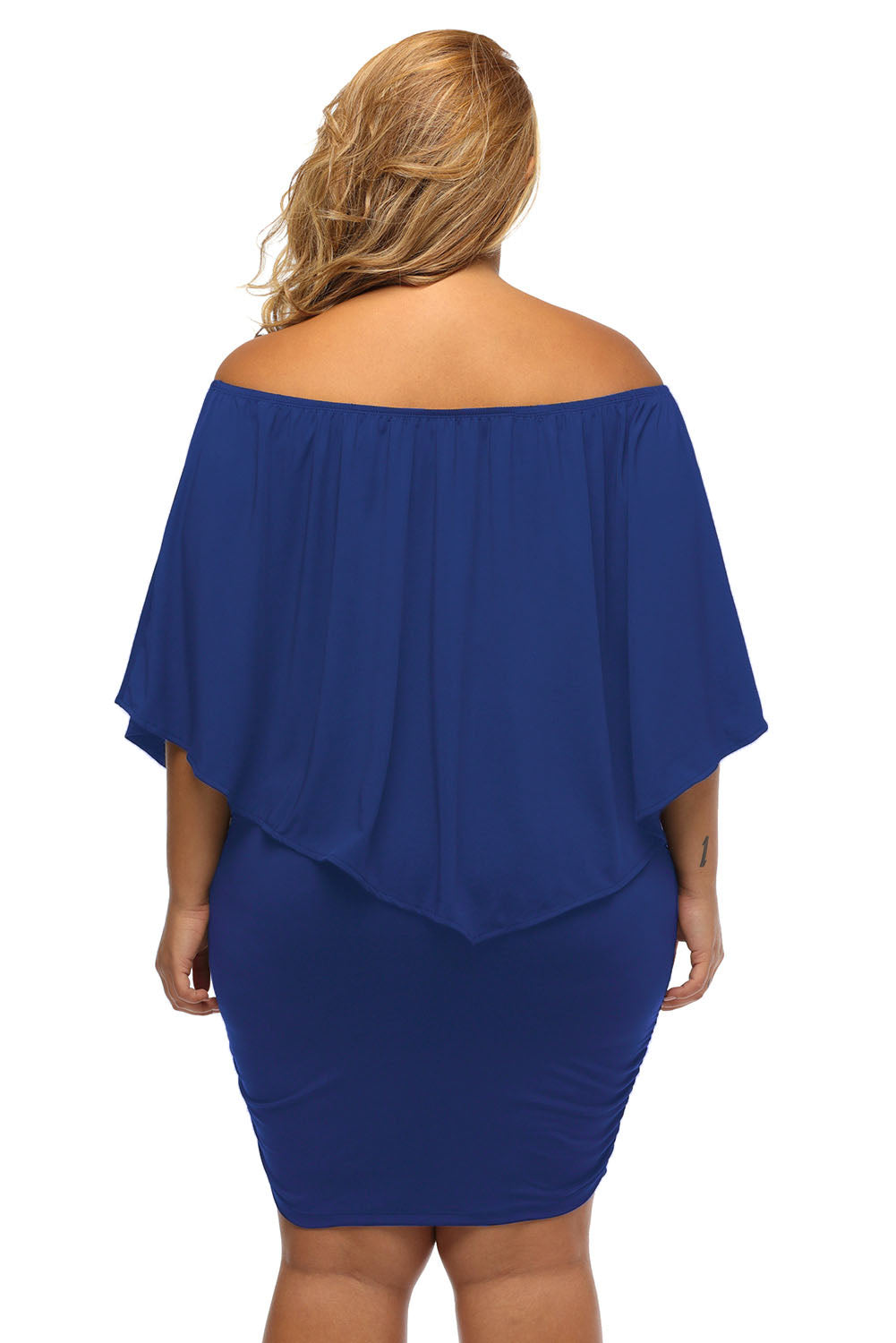 Multiple Dressing Layered Dark Blue Mini Poncho Dress