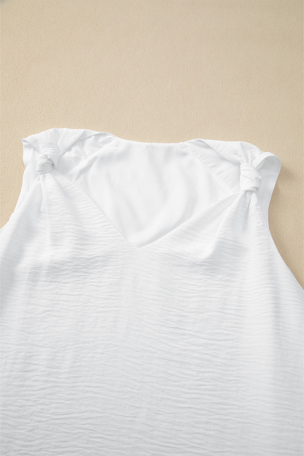 Rose White V Neck Knotted Shoulder Vest