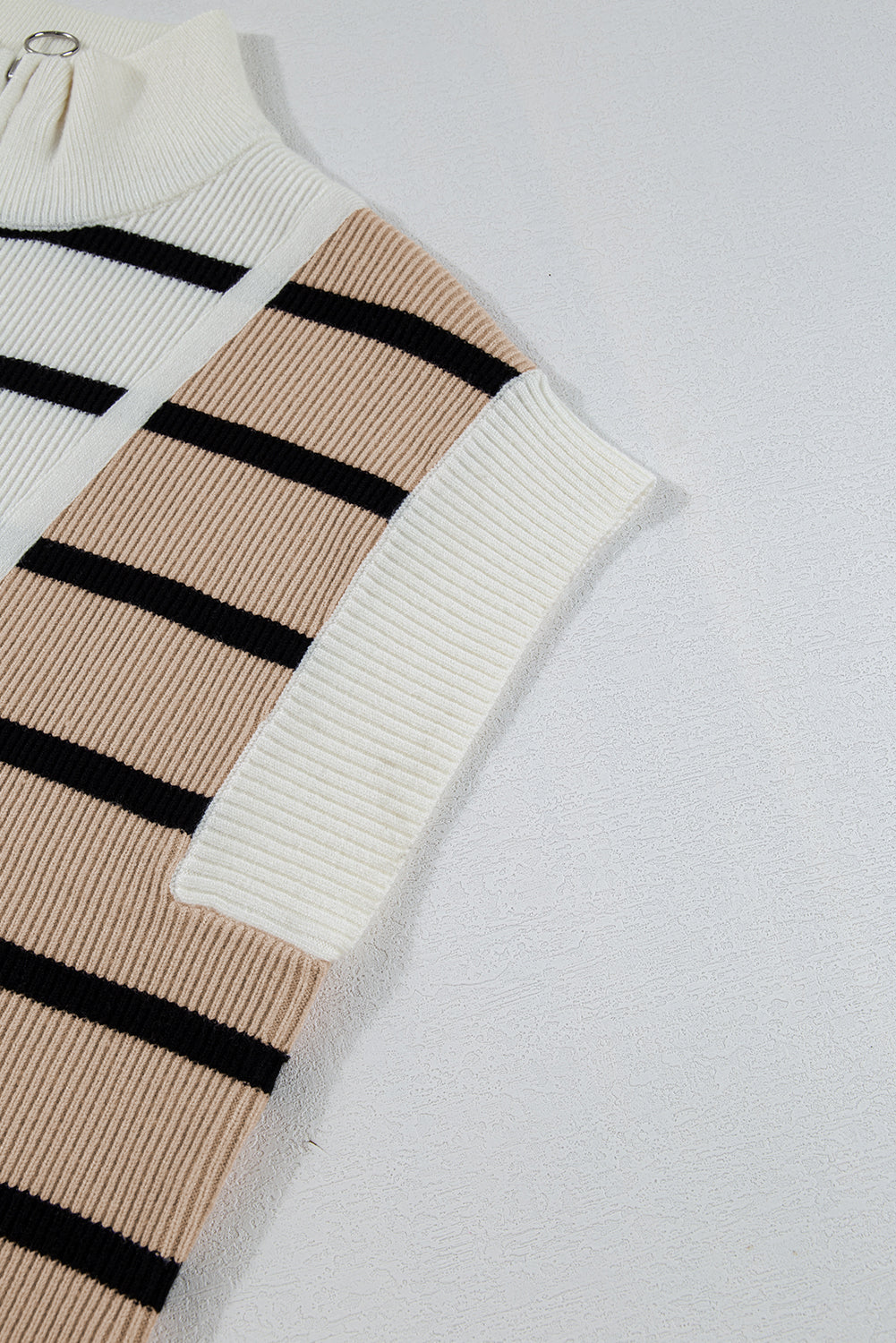 Sky Blue Stripe Colorblock Quarter Zip Collar Sweater Vest