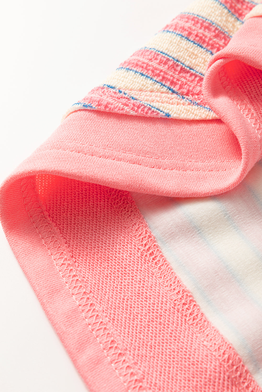 Blue Stripe Buttoned V Neck Collared Drop Shoulder Top