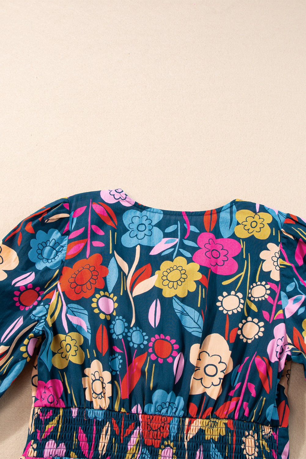 Black Retro Floral Printed Split Neck Maxi Dress