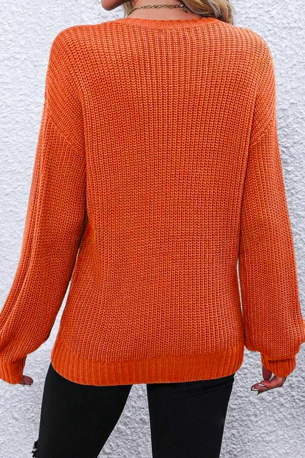 Red Sandalwood Thanks Giving Letter Graphic Crew Neck Sweater