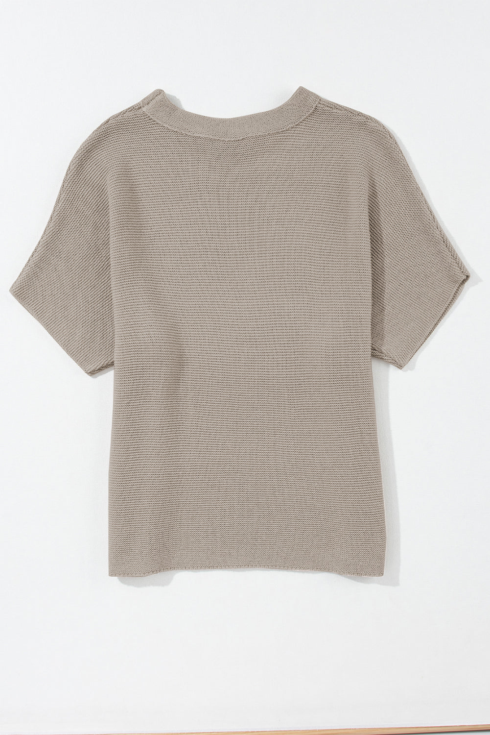 Medium Grey High Neck Short Bat Sleeve Sweater