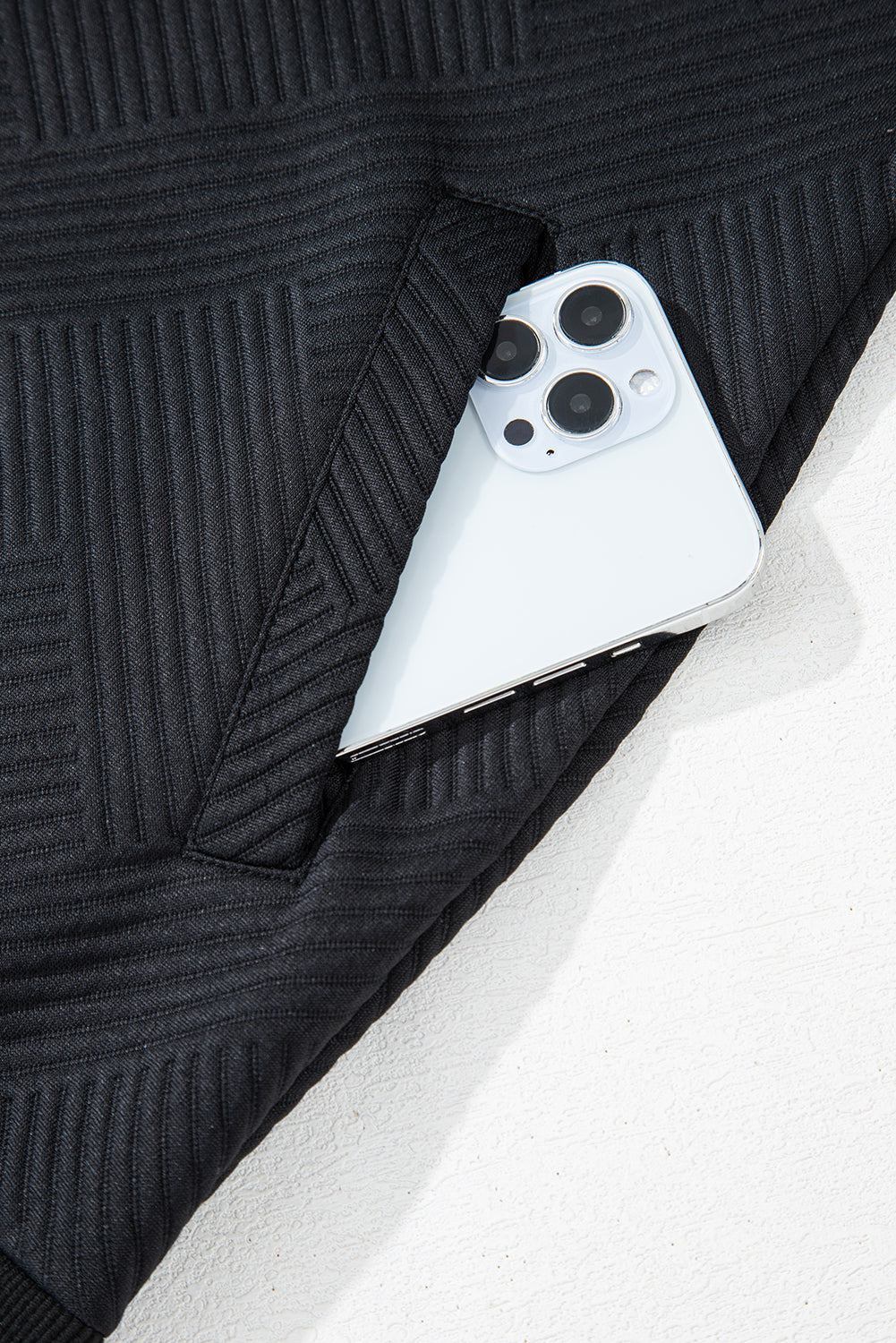 Myosotis Solid Textured Stand Neck Zipper Bomber Jacket