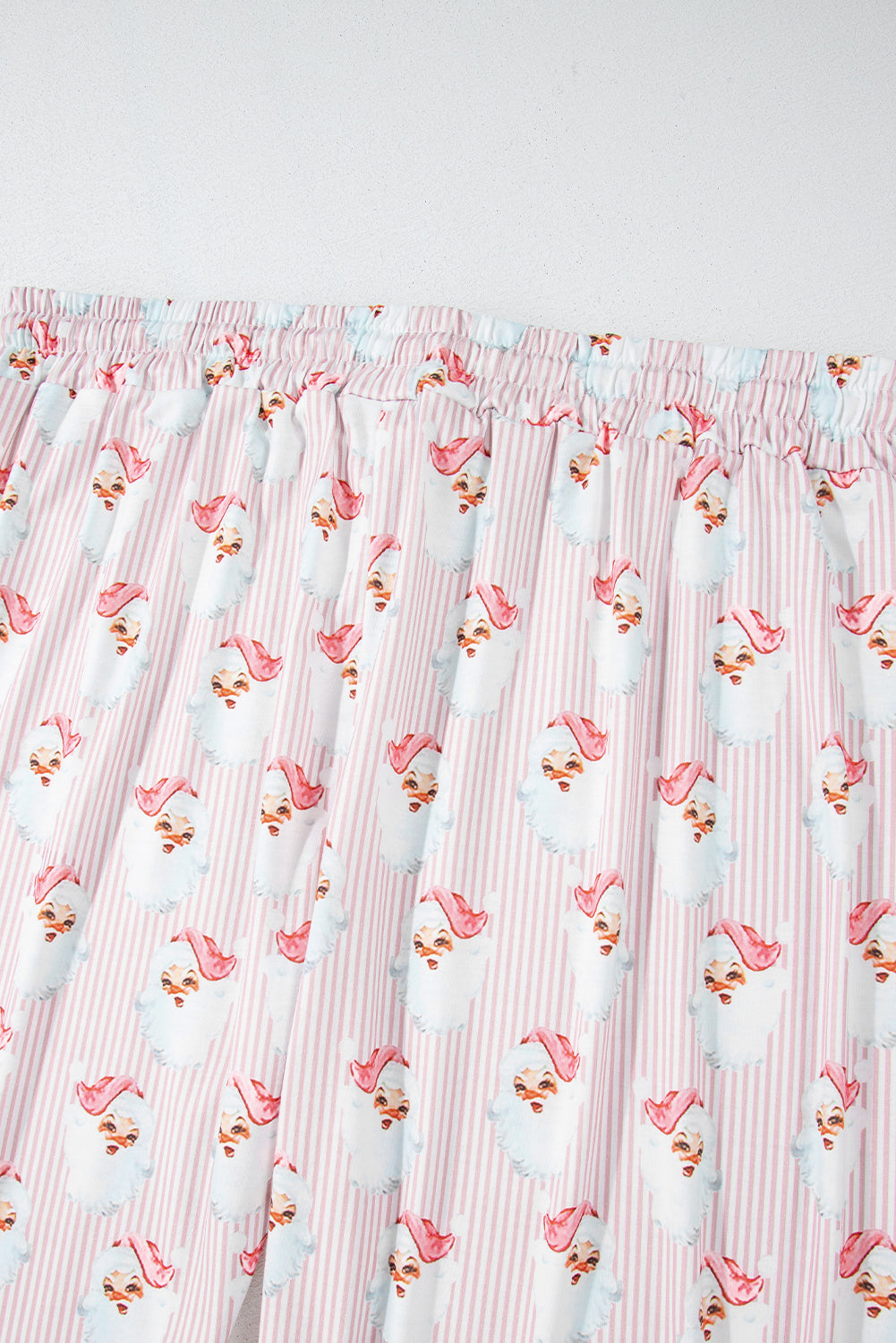 Sky Blue Santa Claus Striped Print Loose Fit Two Piece Lounge Set