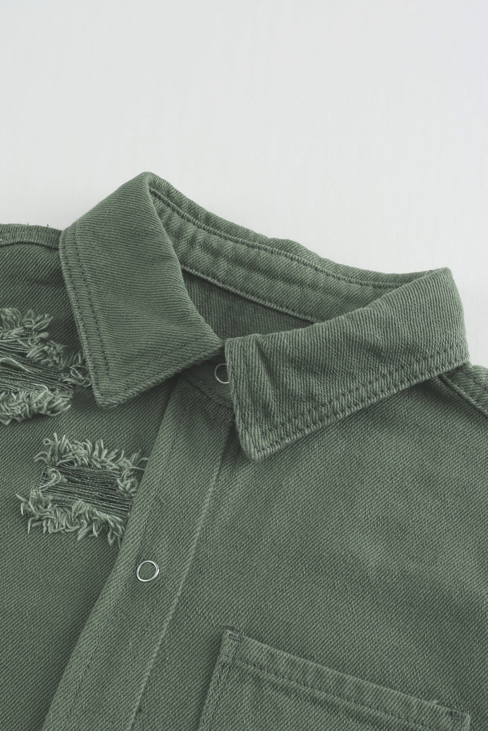 Green Ripped Denim Jacket