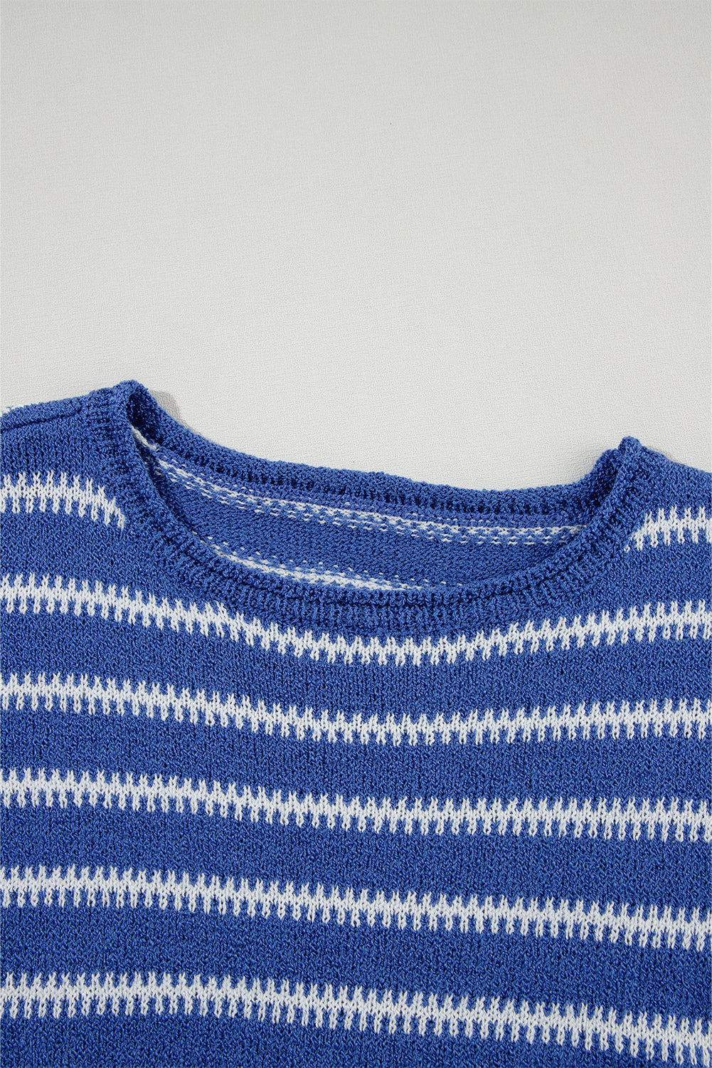 Khaki Stripe Drop Shoulder Casual Sweater