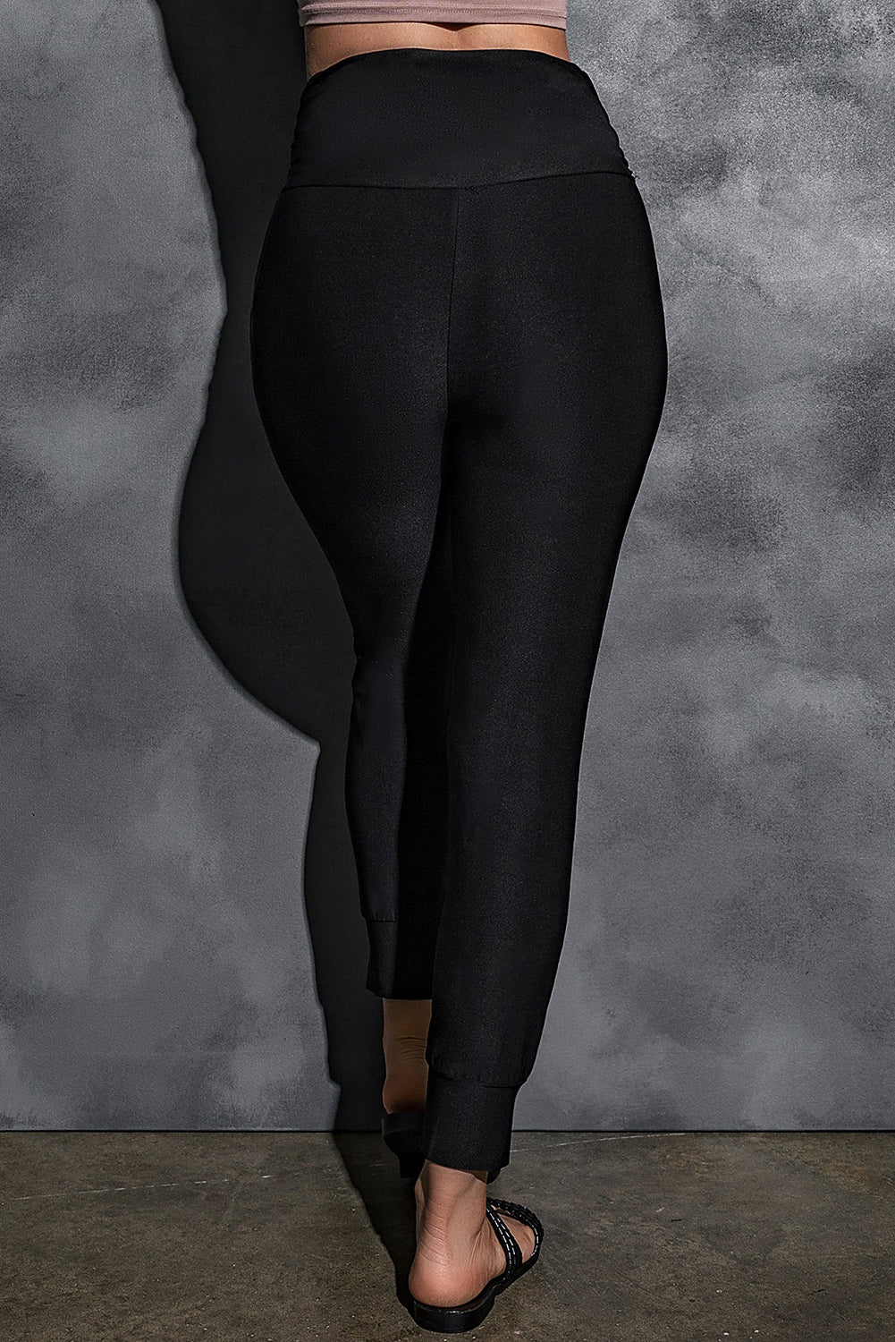 Gray High Waist Pleated Pocket Leggings