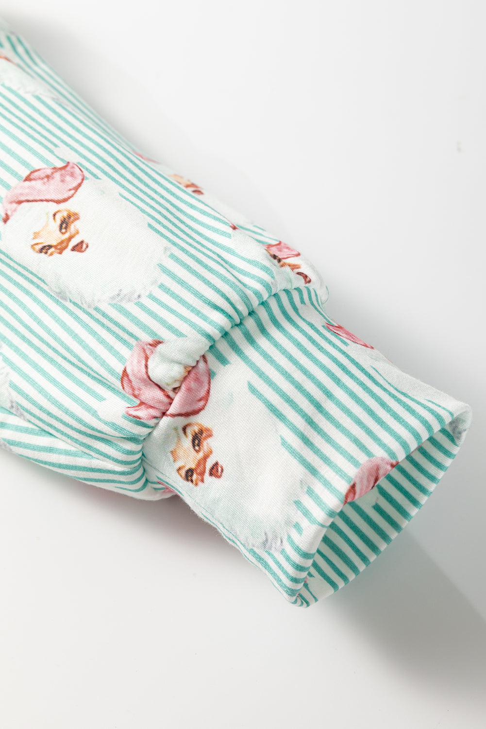 Sky Blue Santa Claus Striped Print Loose Fit Two Piece Lounge Set