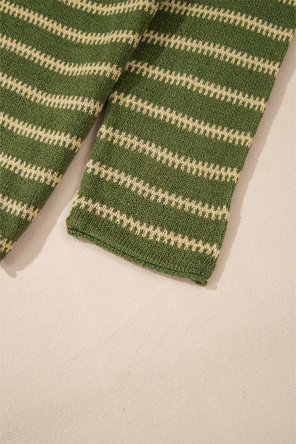 Khaki Stripe Drop Shoulder Casual Sweater