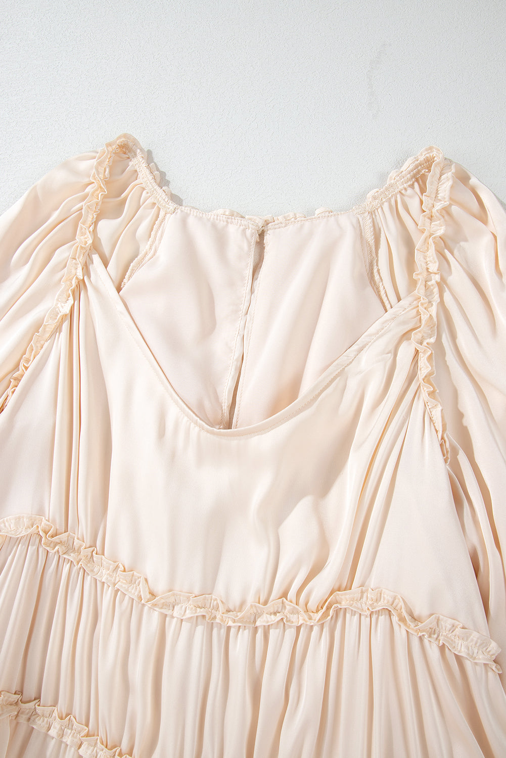 Black Tiered Ruffled Puff Sleeve Loose Fit Mini Dress