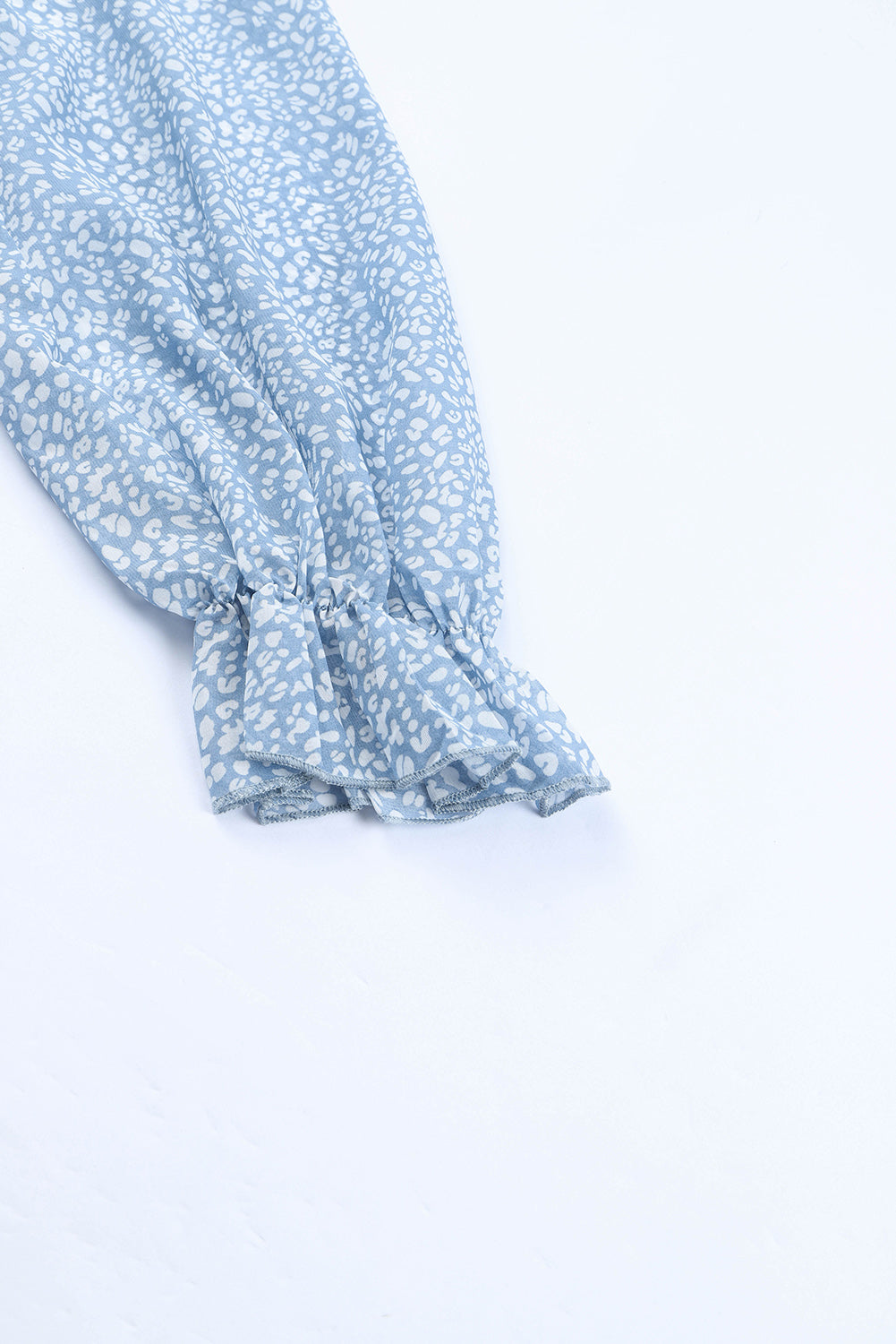 Blue Ruffle Detailing Open Back Floral Dress