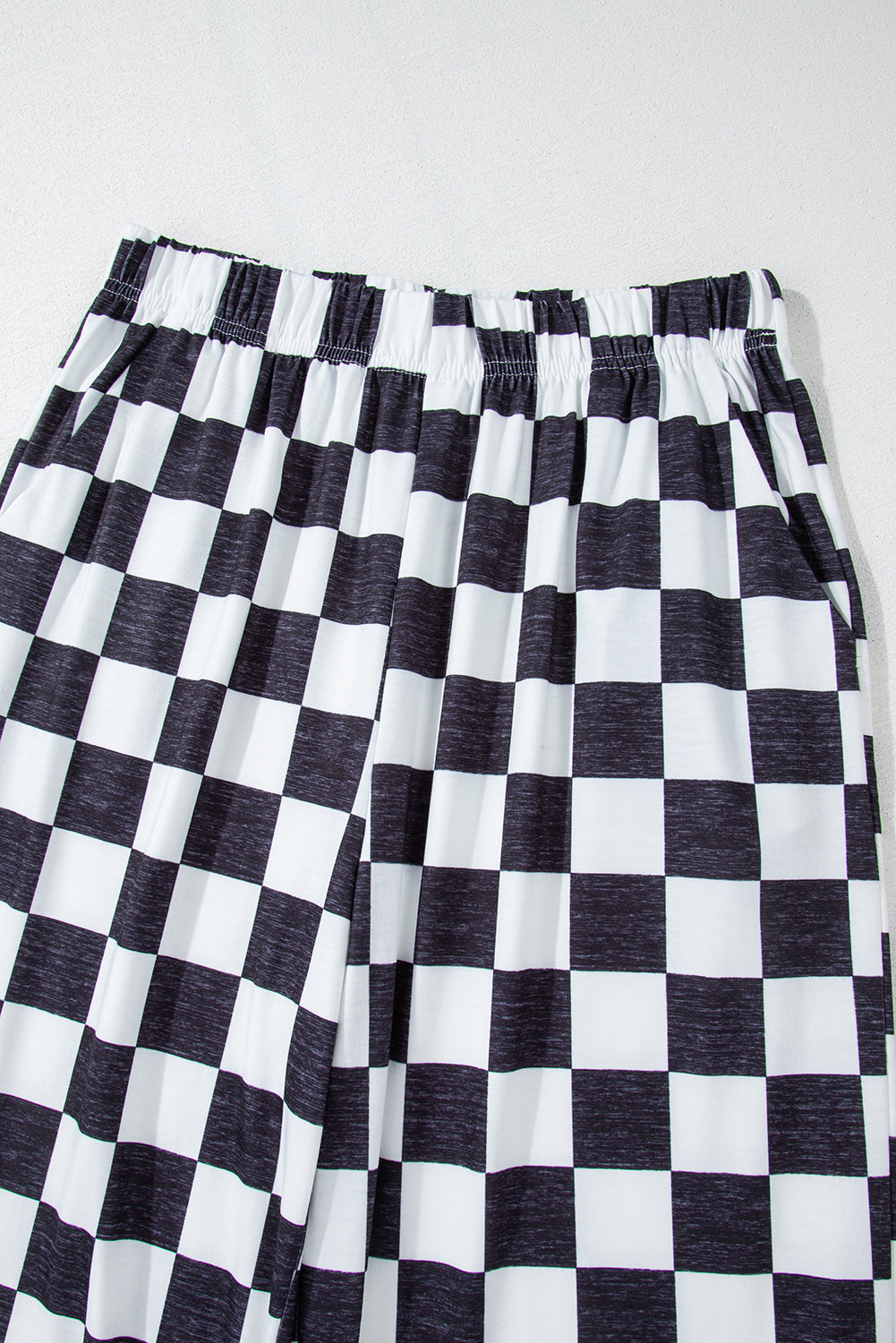 Green 2-Tone Checked Print High Waist Wide Leg Pants