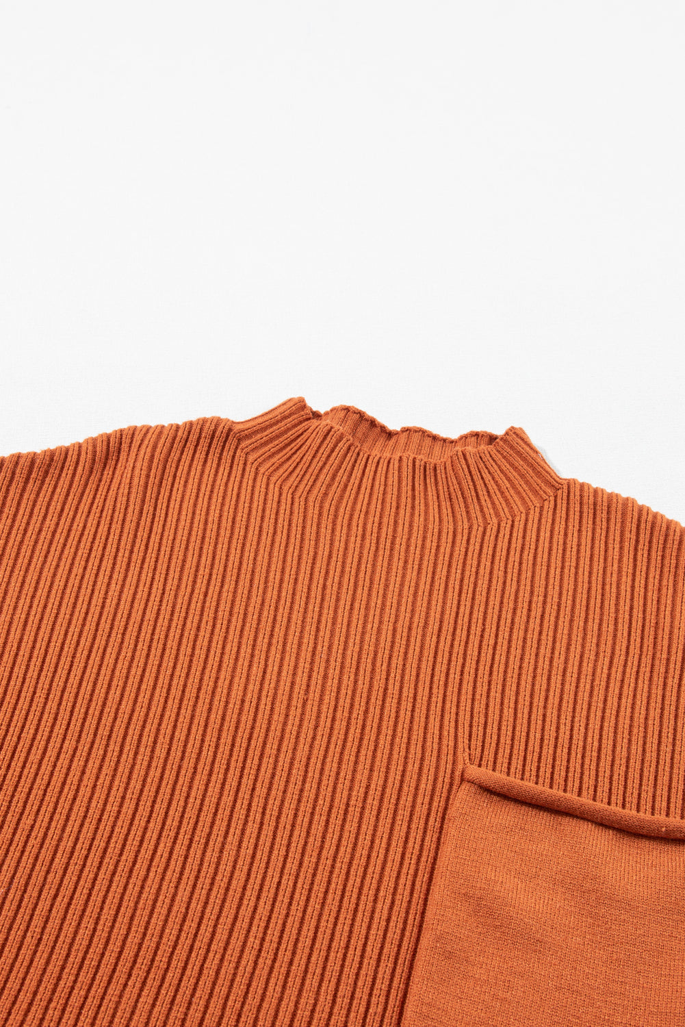 Beau Blue Patch Pocket Ribbed Knit Short Sleeve Sweater