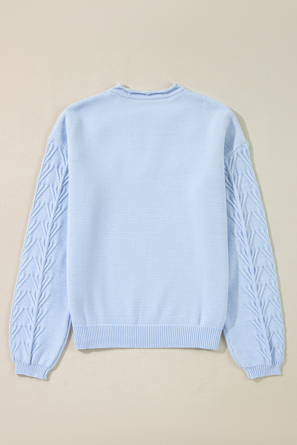 White Flower Detail Knitted Notched Neck Sweater