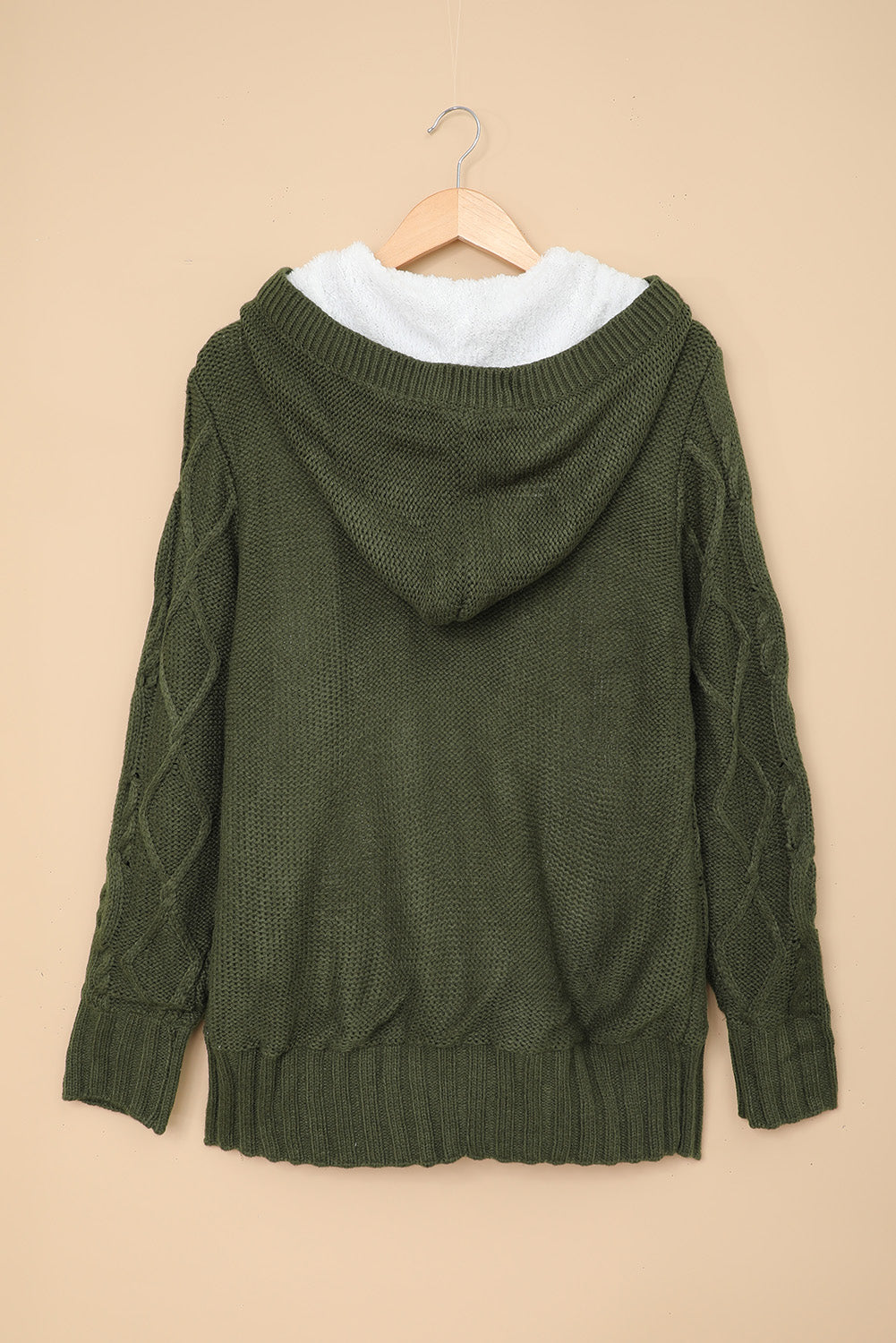 Fur Hood Horn Button Sweater Cardigan