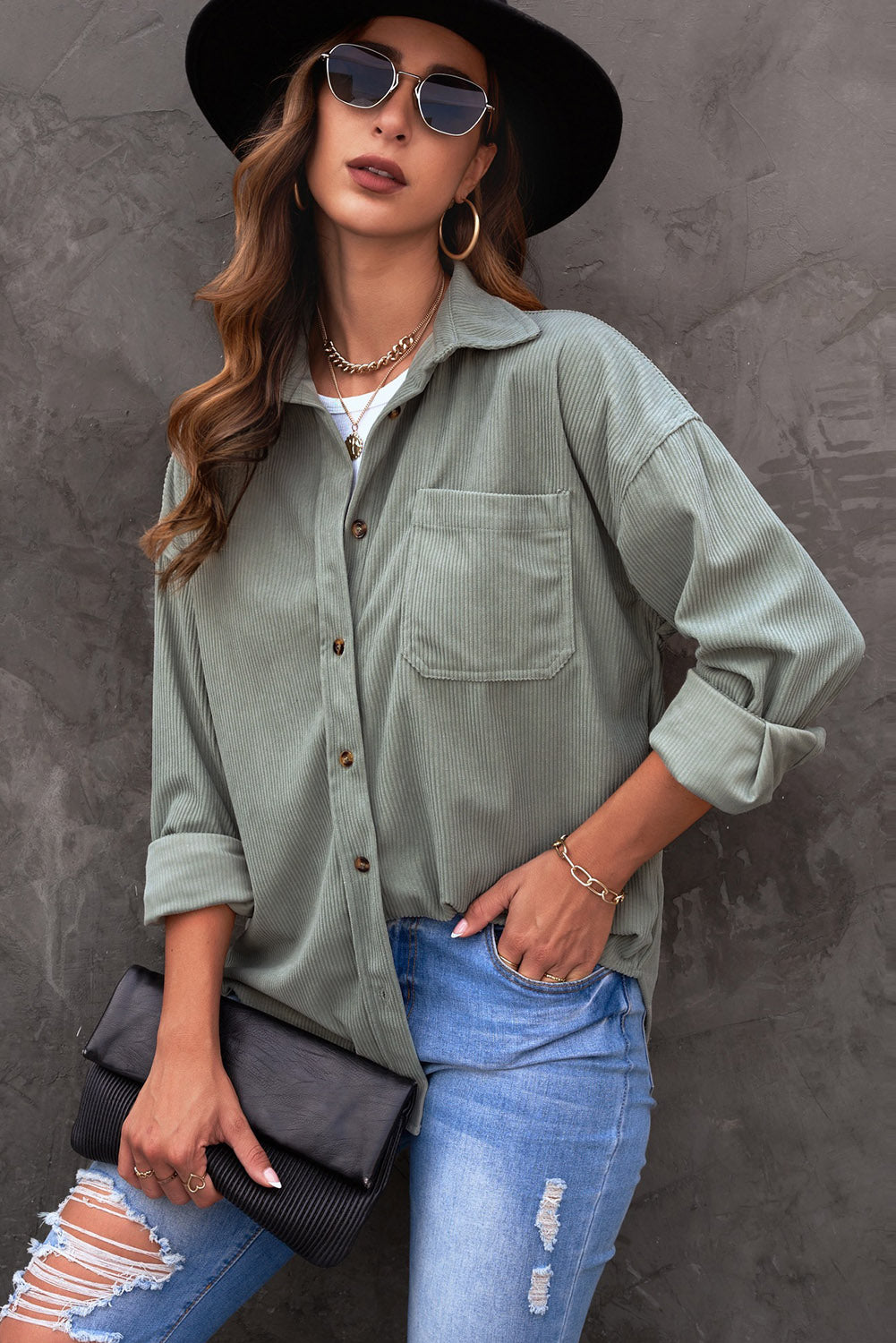 Corduroy Button Pocket Shirt