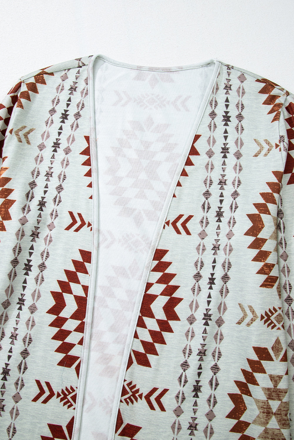 Sky Blue Western Aztec Printed Open Front Long Cardigan