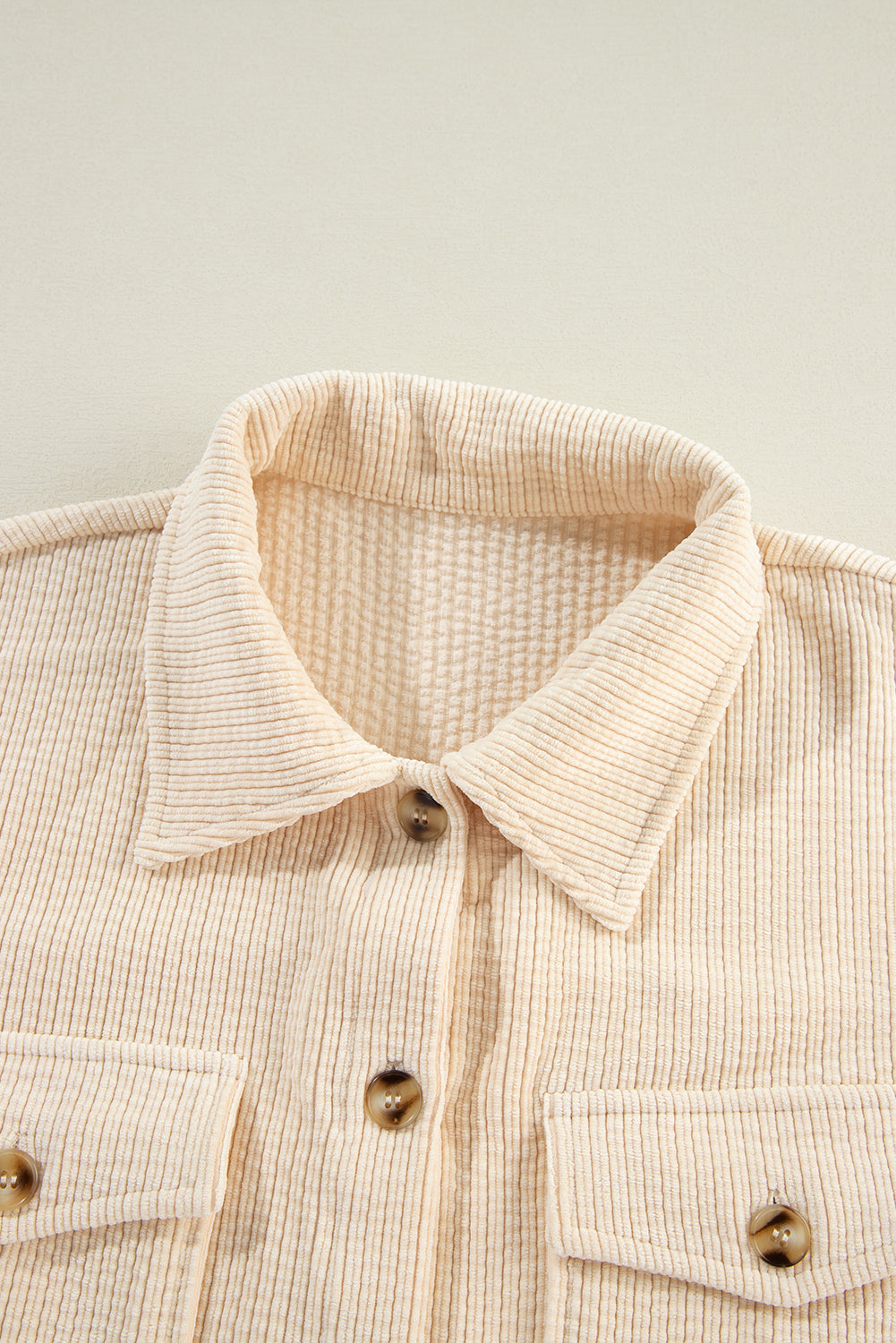Black Corduroy Flap Pocket Button Up Shacket