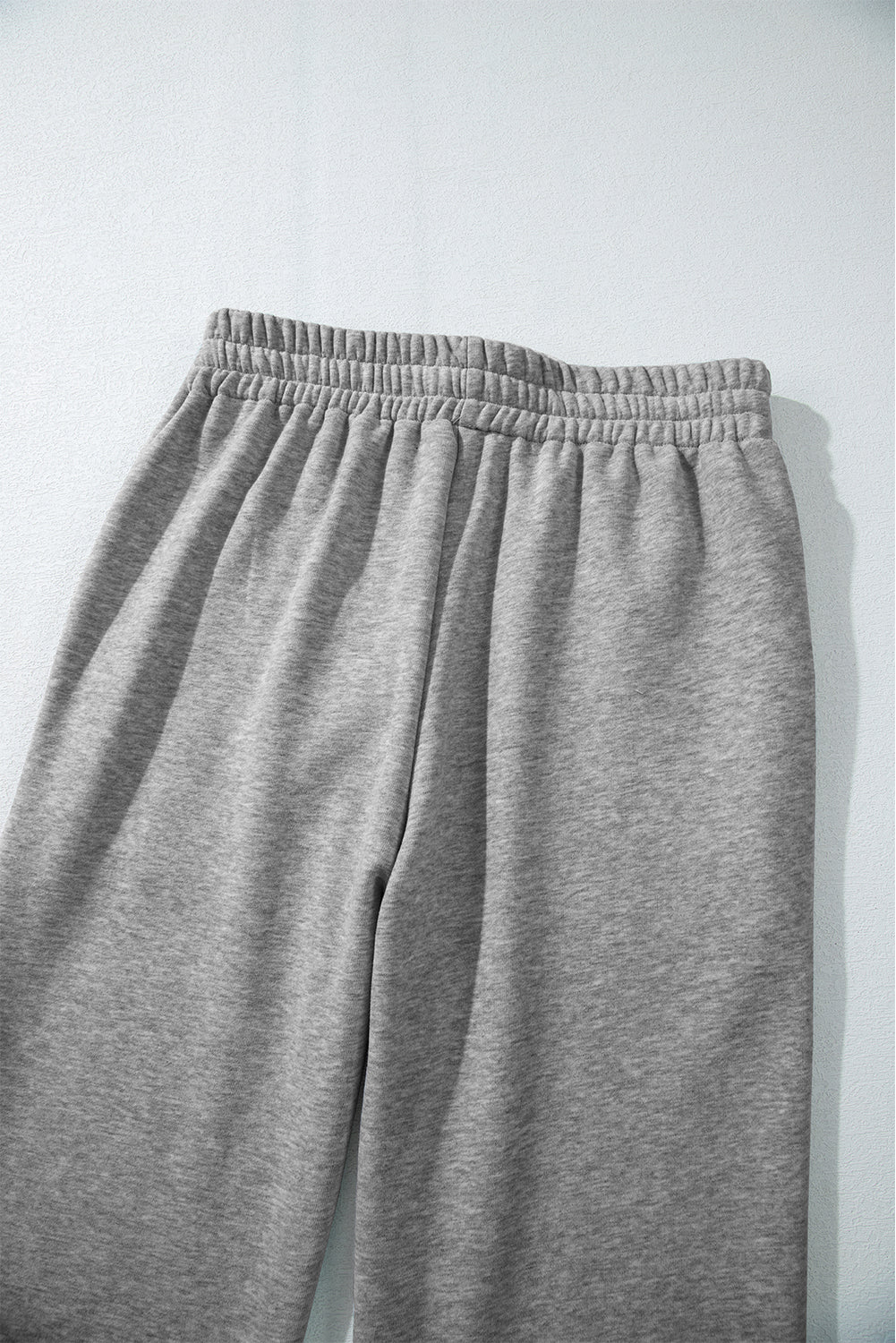 Navy Blue Solid Color Fleece Lined Drawstring Waist Casual Pants