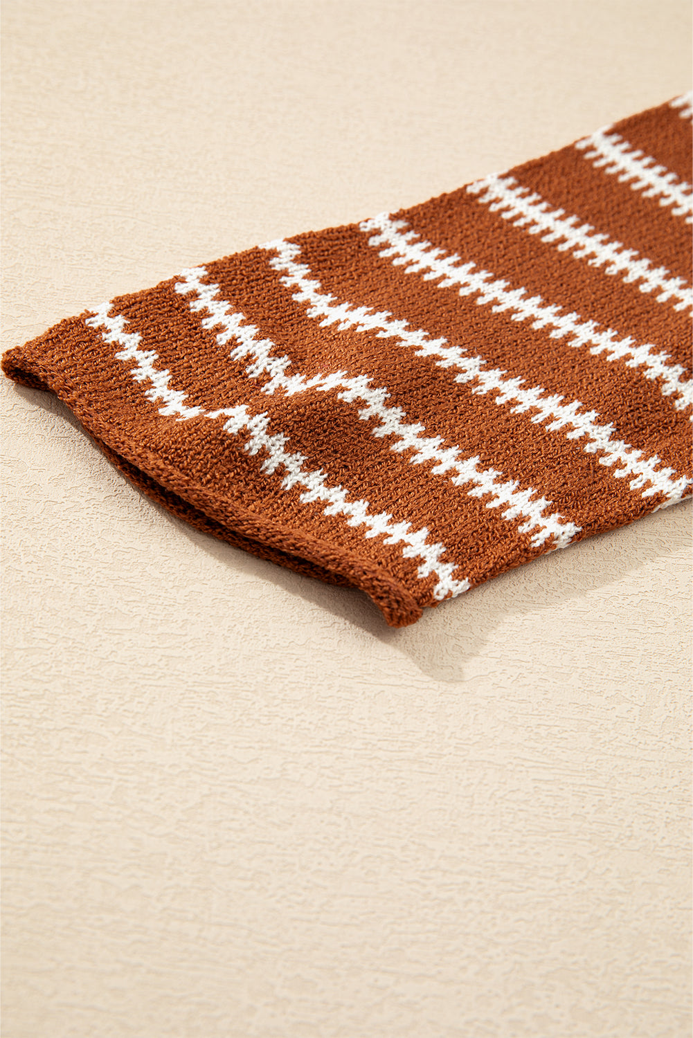 Khaki Stripe Drop Shoulder Casual Sweater