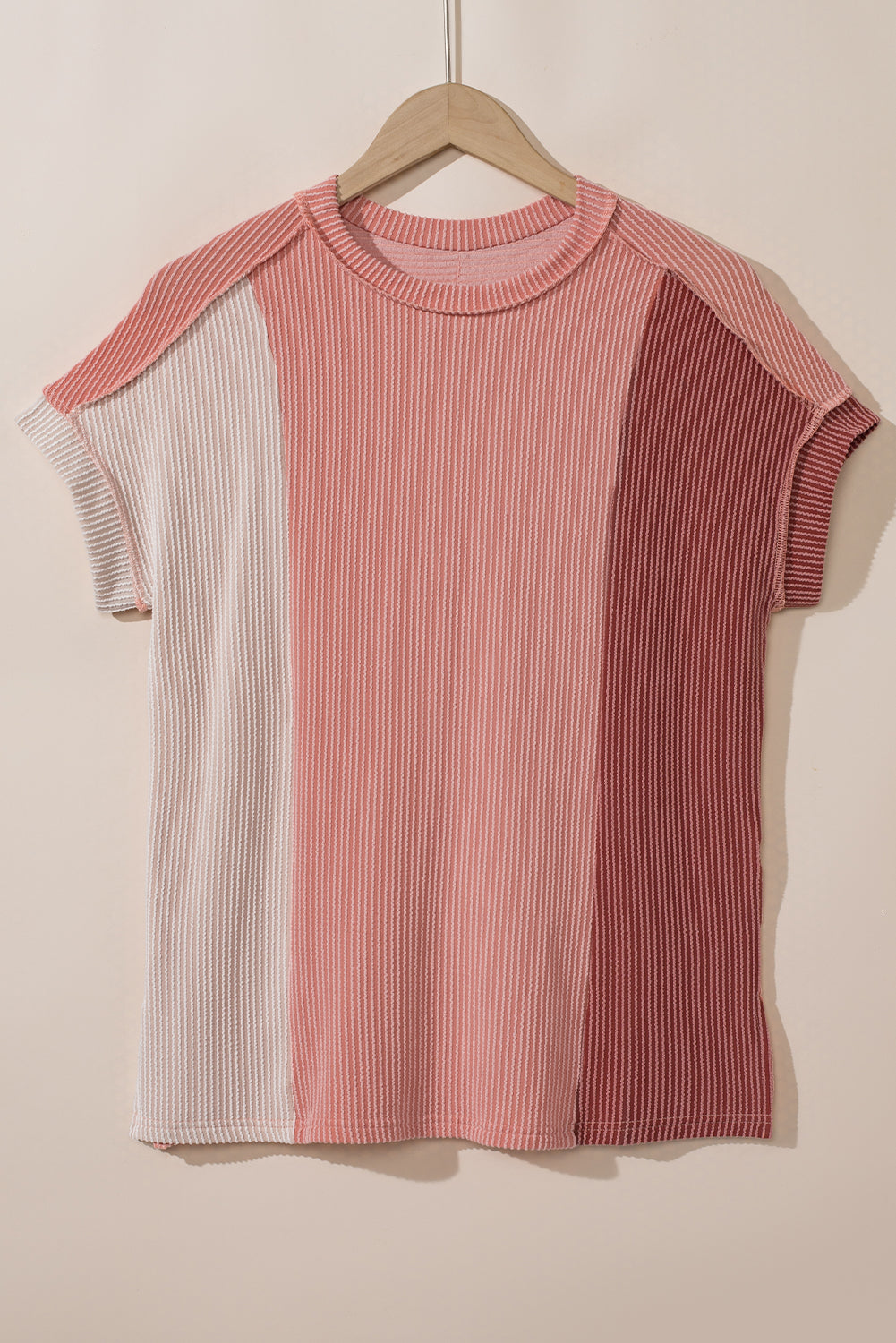 Mint Green Textured Colorblock Crew Neck T Shirt