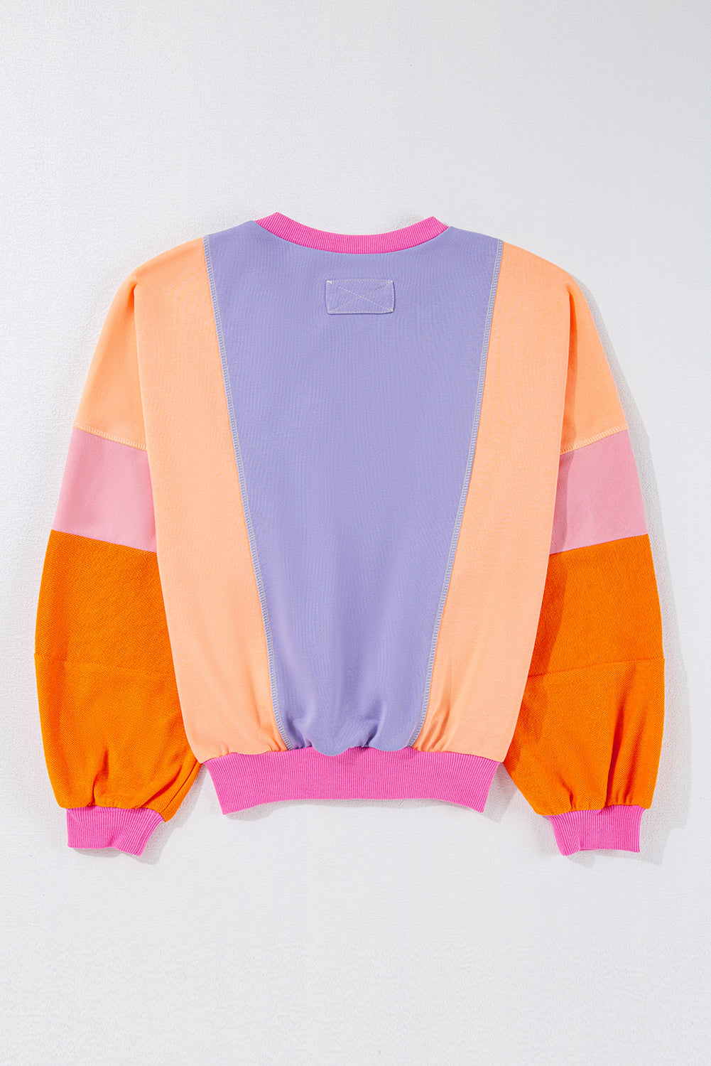 Dark Green Colorblock Patchwork Exposed Stitching Oversize Top
