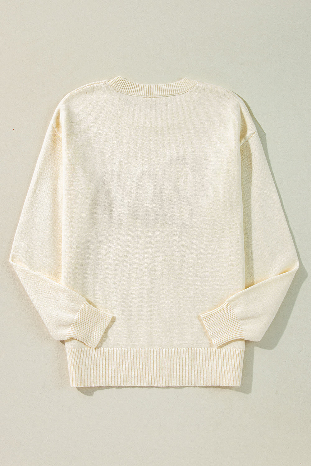 Orange Boo Knitted Pattern Ribbed Edge Drop Shoulder Sweater