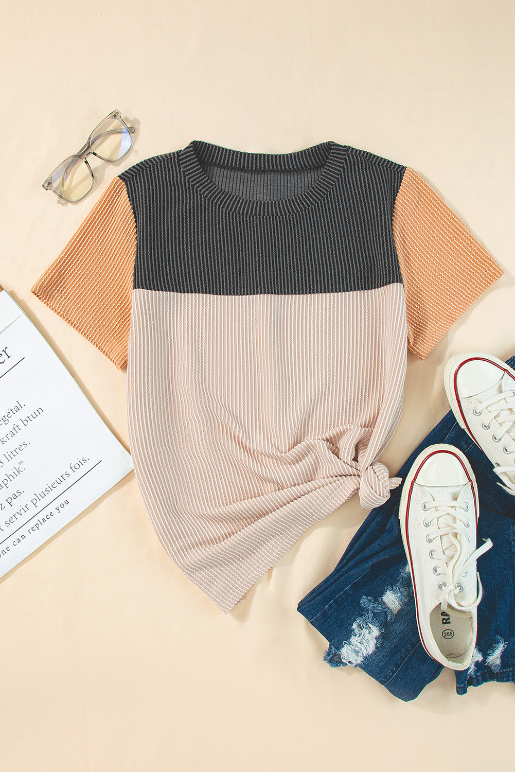 Skobeloff Rib Textured Colorblock T Shirt