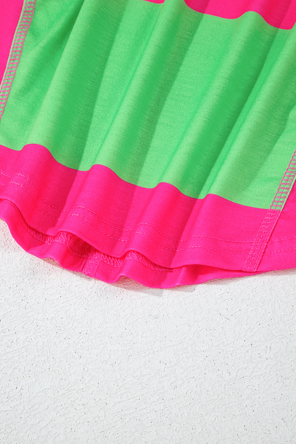 Blue Colorblock Striped Drop Shoulder Loose Top