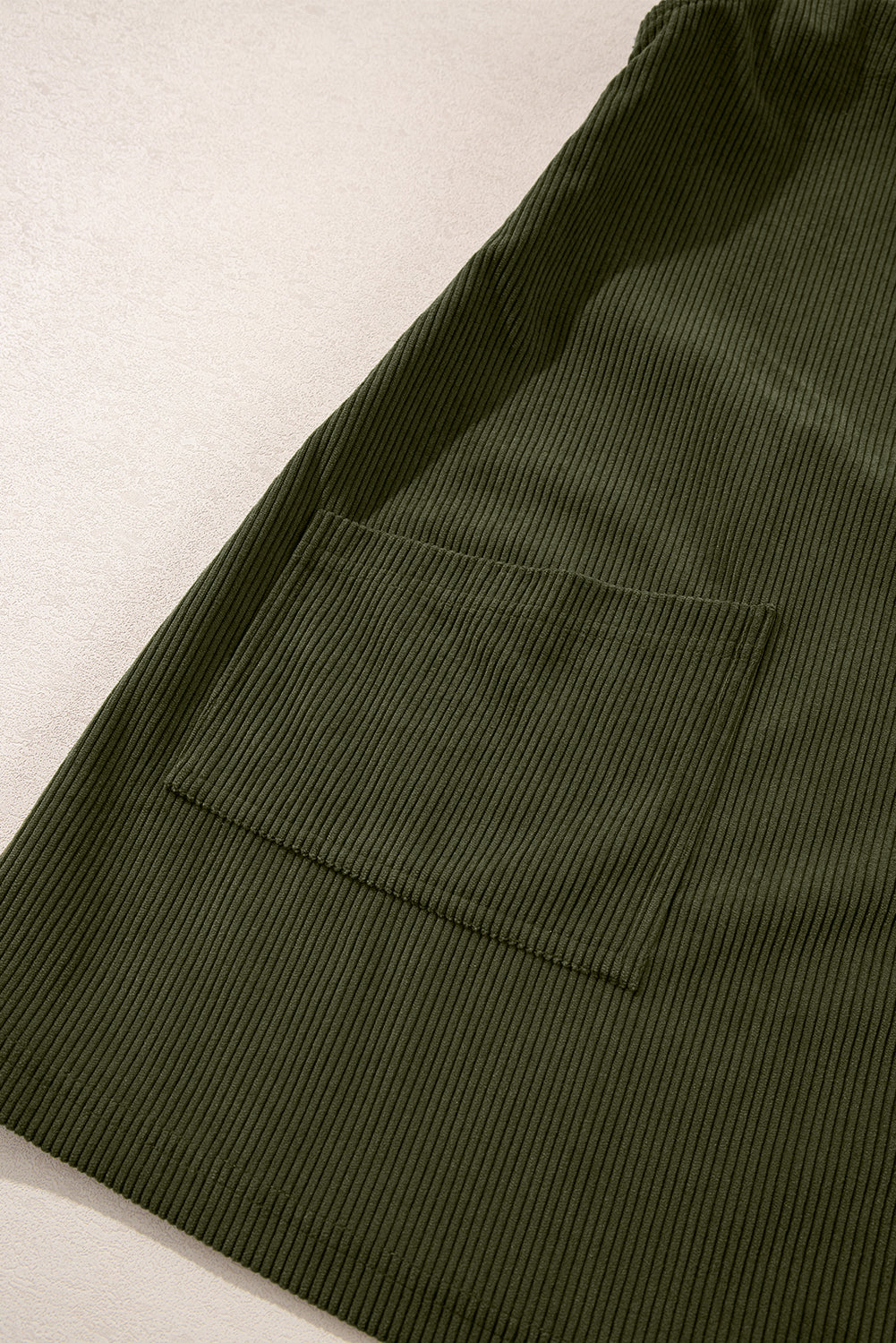 Black Solid Front Pockets Sleeveless Corduroy Overall Dress