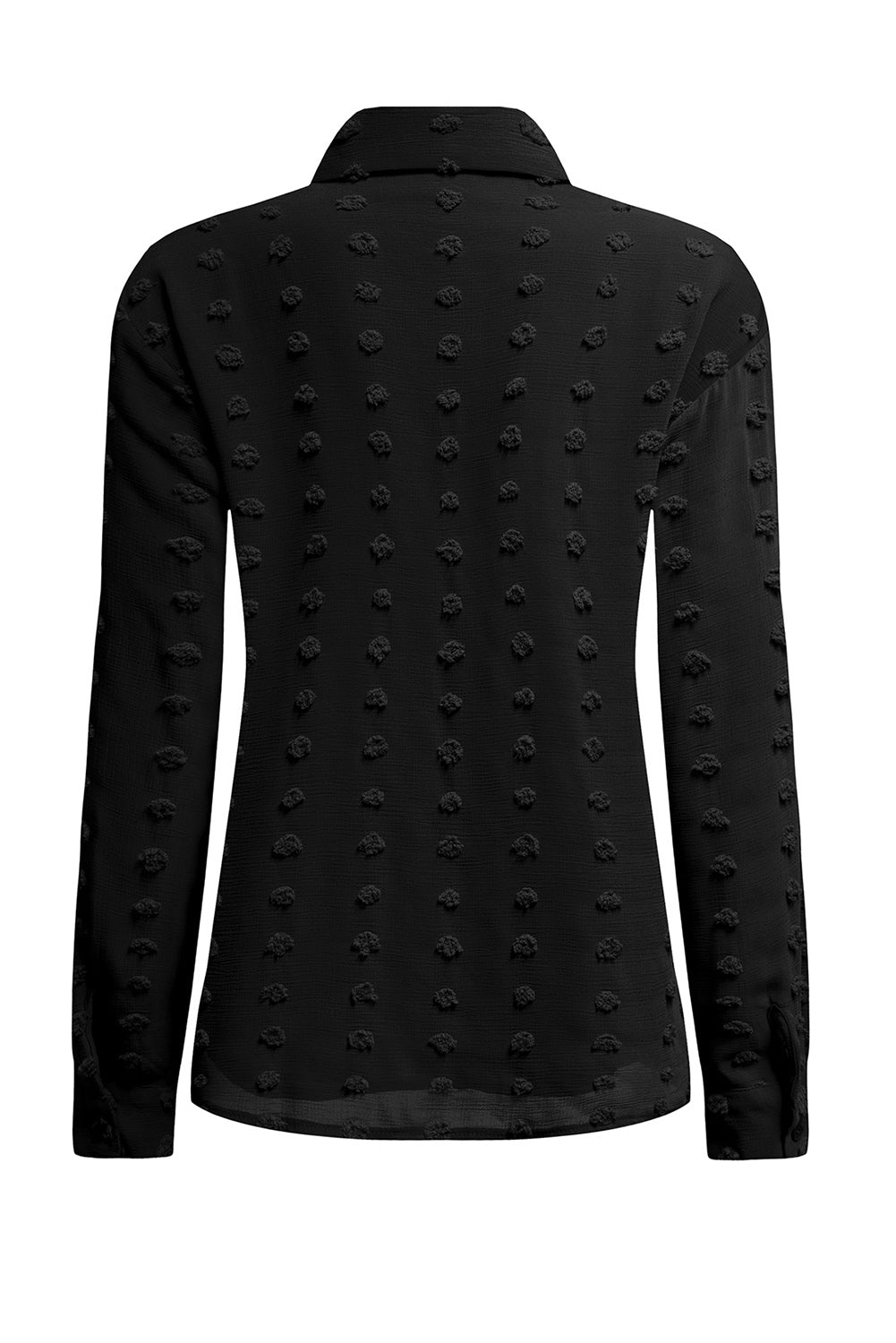 Gray Long Sleeve Button Fuzzy Polka Dot Shirt