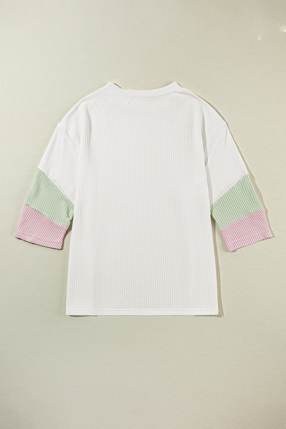 Carbon Grey Color Block Ribbed Knit Quarter Sleeve Top
