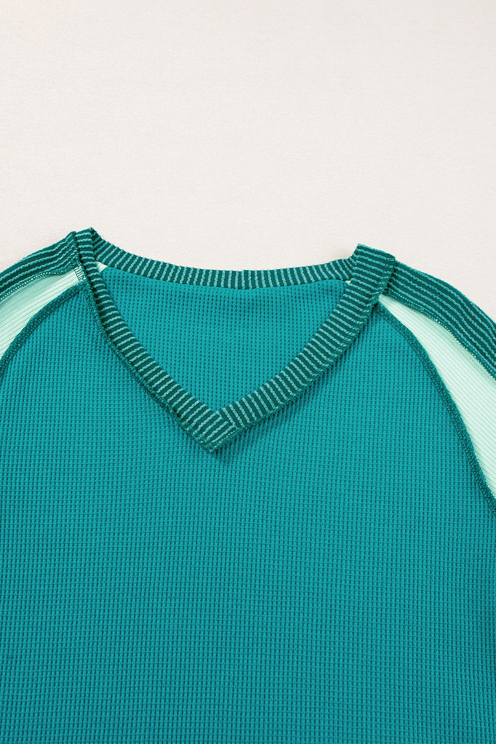 Orange Exposed Seam Color Block Knitted V Neck T-shirt