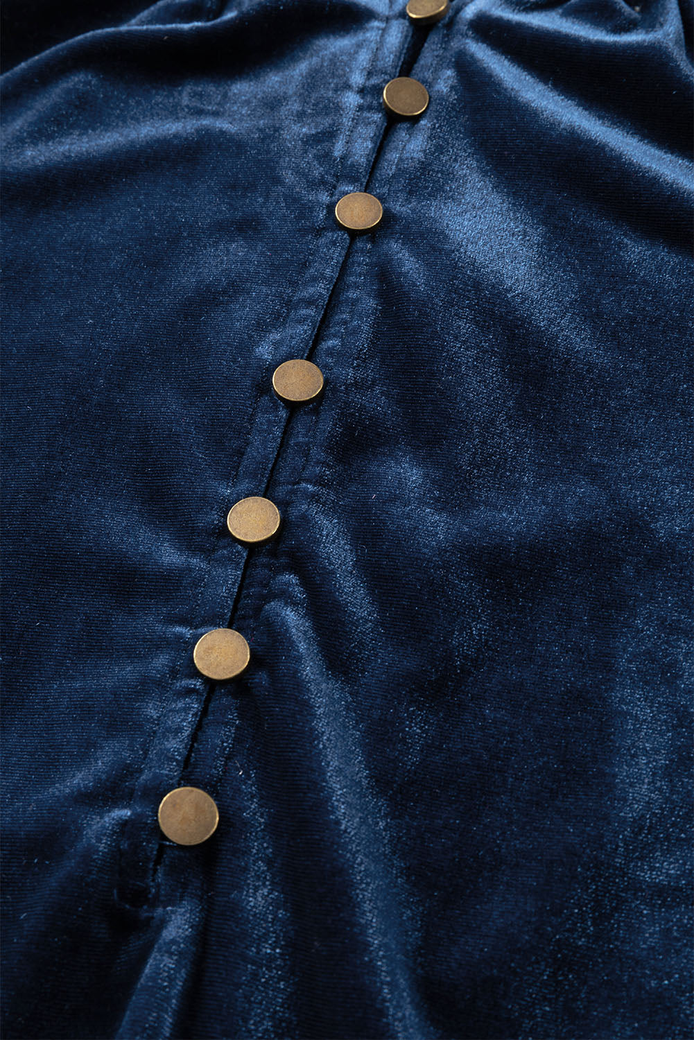 Desert Palm Frilled Neck Buttoned Front Velvet Top