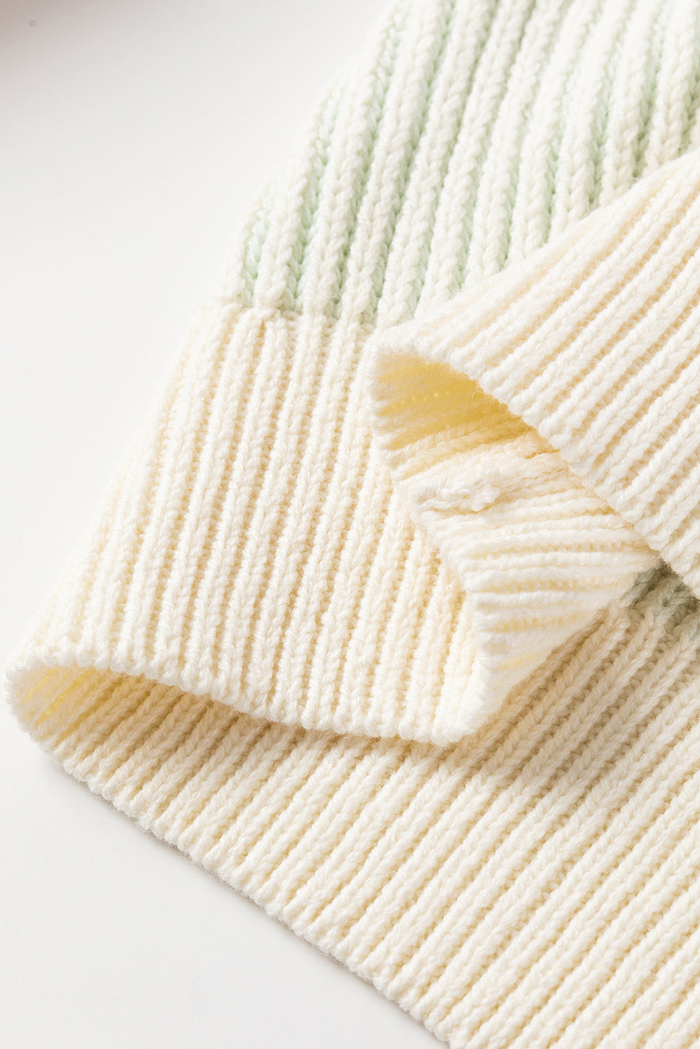 Multicolour Colorblock Textured Knit Bubble Sleeve Sweater