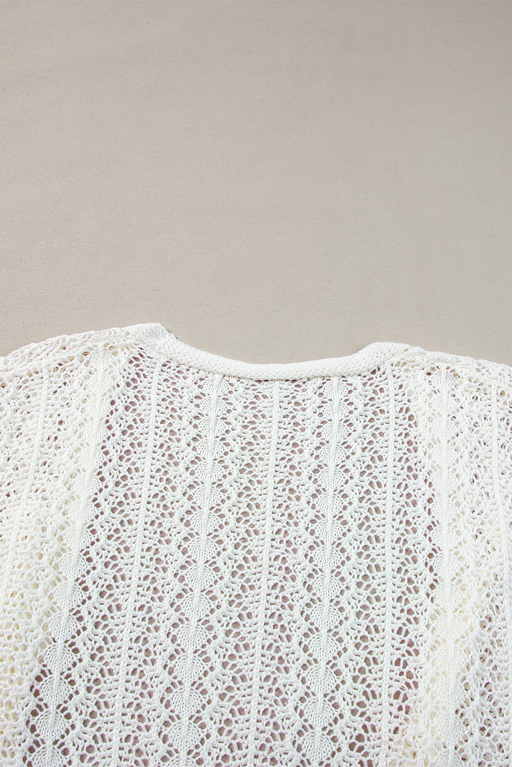 Black Hollow Out Knit Drop Shoulder Open Front Cardigan