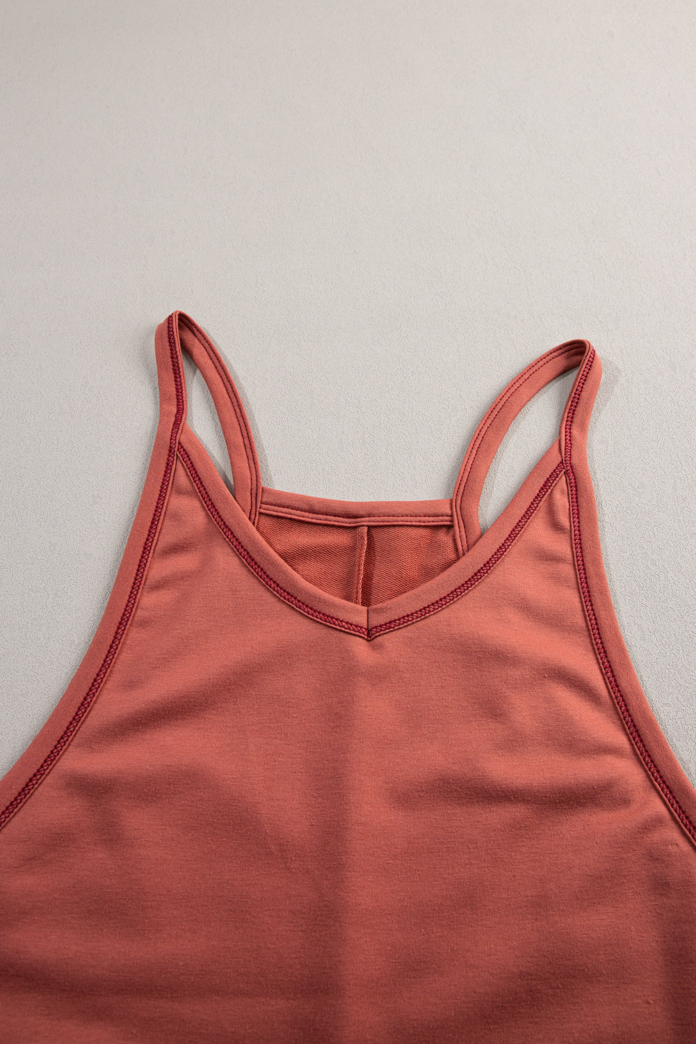 Apricot Side Pockets Harem Pants Sleeveless V Neck Jumpsuit