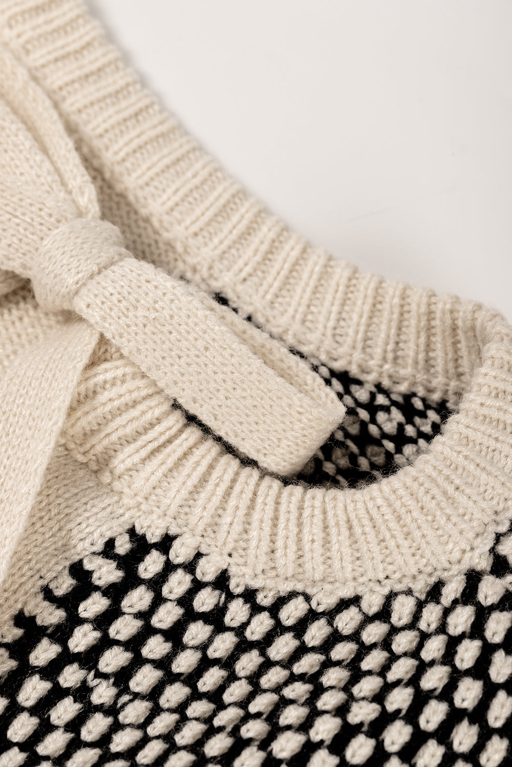 Bonbon Neutral Colorblock Tie Back Sweater