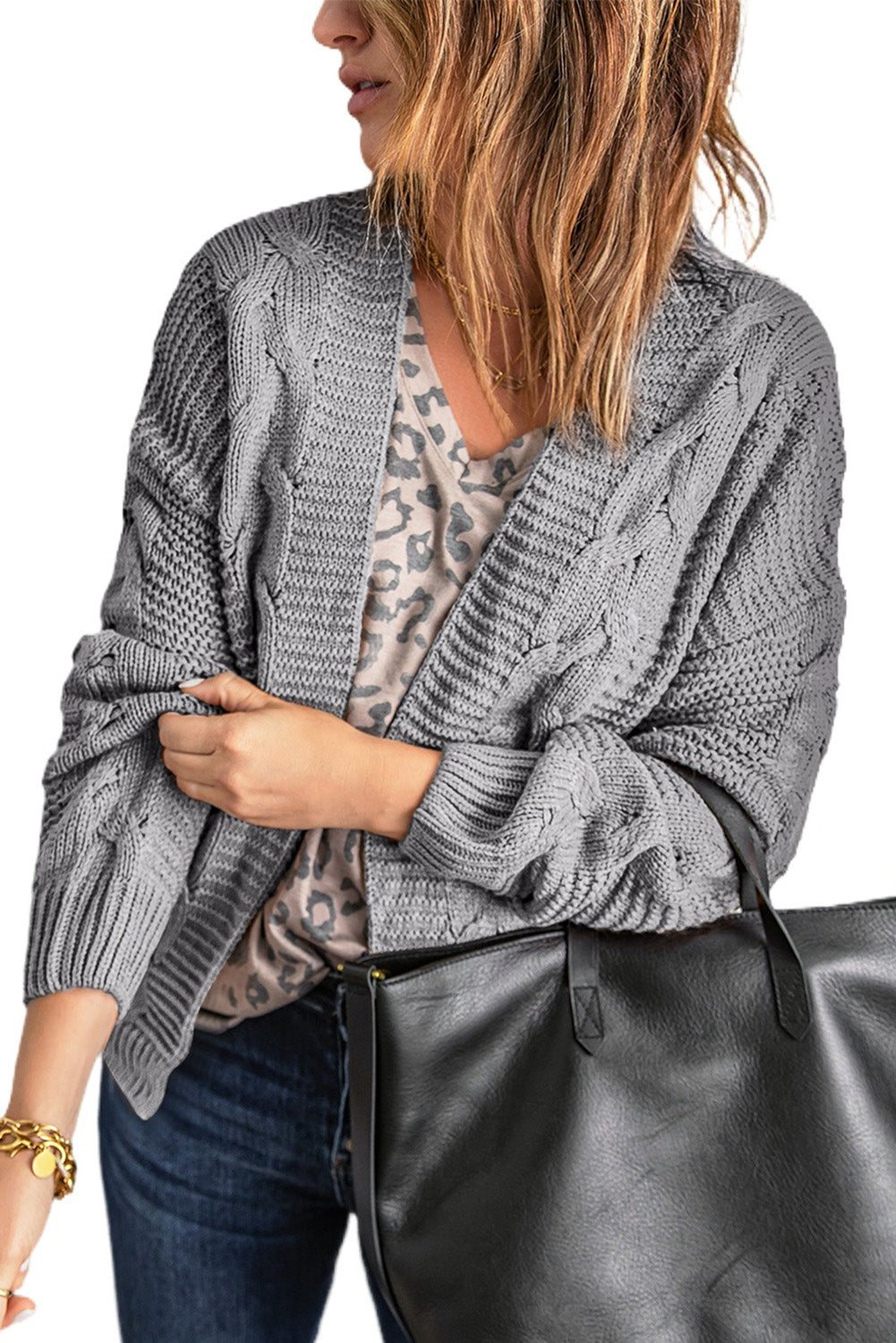 Olive Chunky Wide Long Sleeve Knit Cardigan