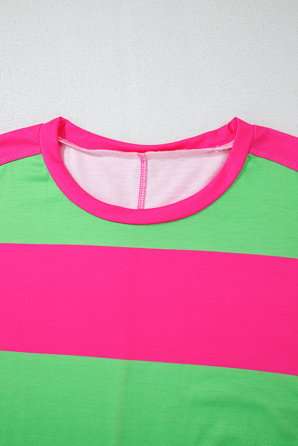 Blue Colorblock Striped Drop Shoulder Loose Top