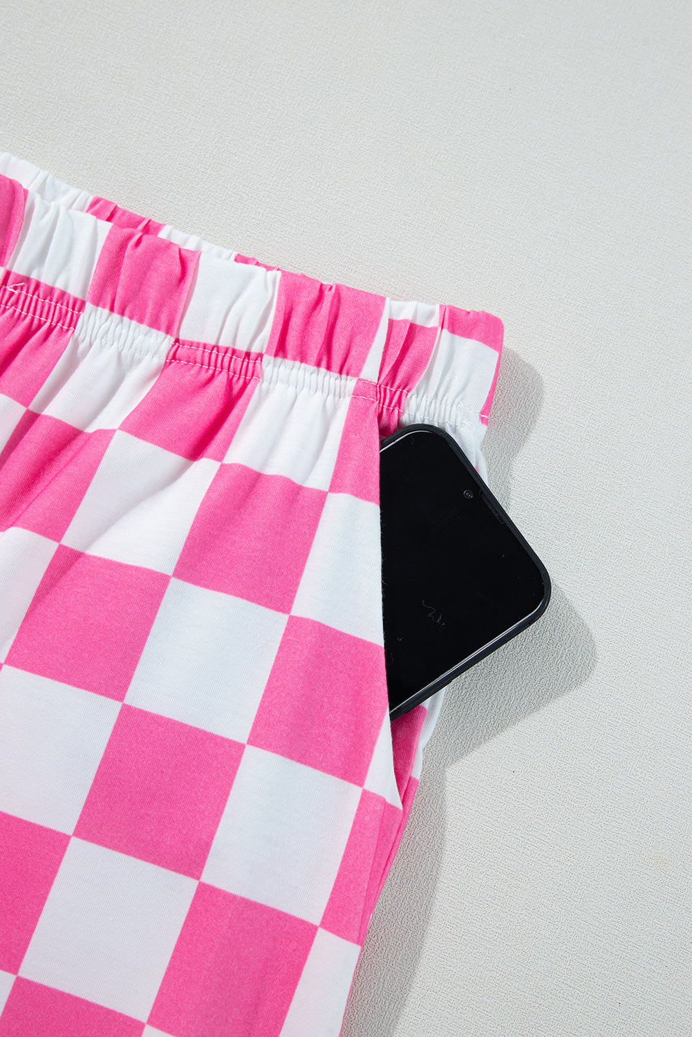 Green 2-Tone Checked Print High Waist Wide Leg Pants