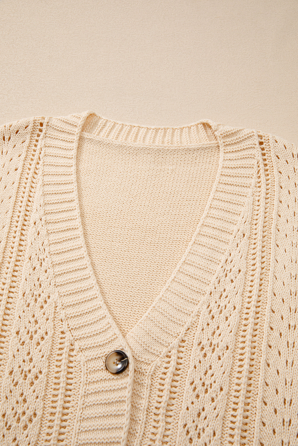 Black Open Knit Drop Shoulder Sweater Cardigan