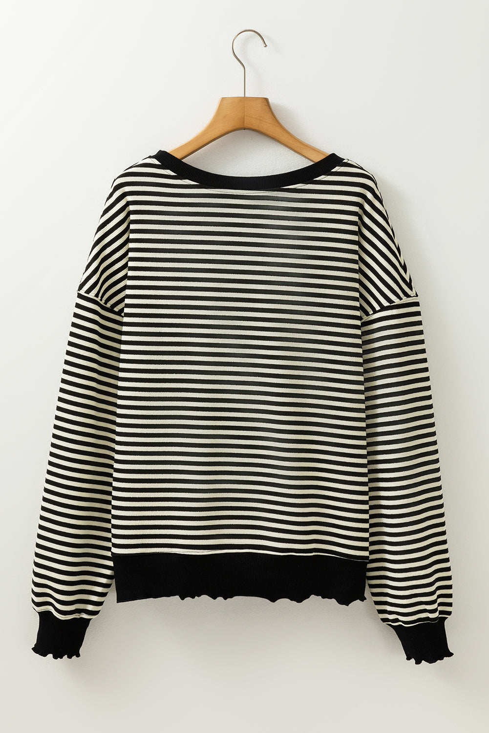 Pink Stripe Loose Drop Shoulder Long Sleeve Top